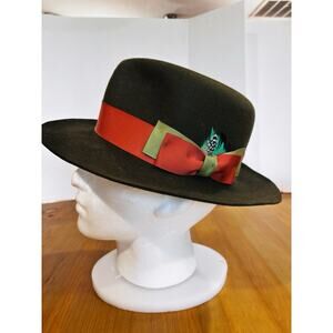 Handmade Black Felt Fedora Hat Large Custom Hat Maker Estate Wide Brim